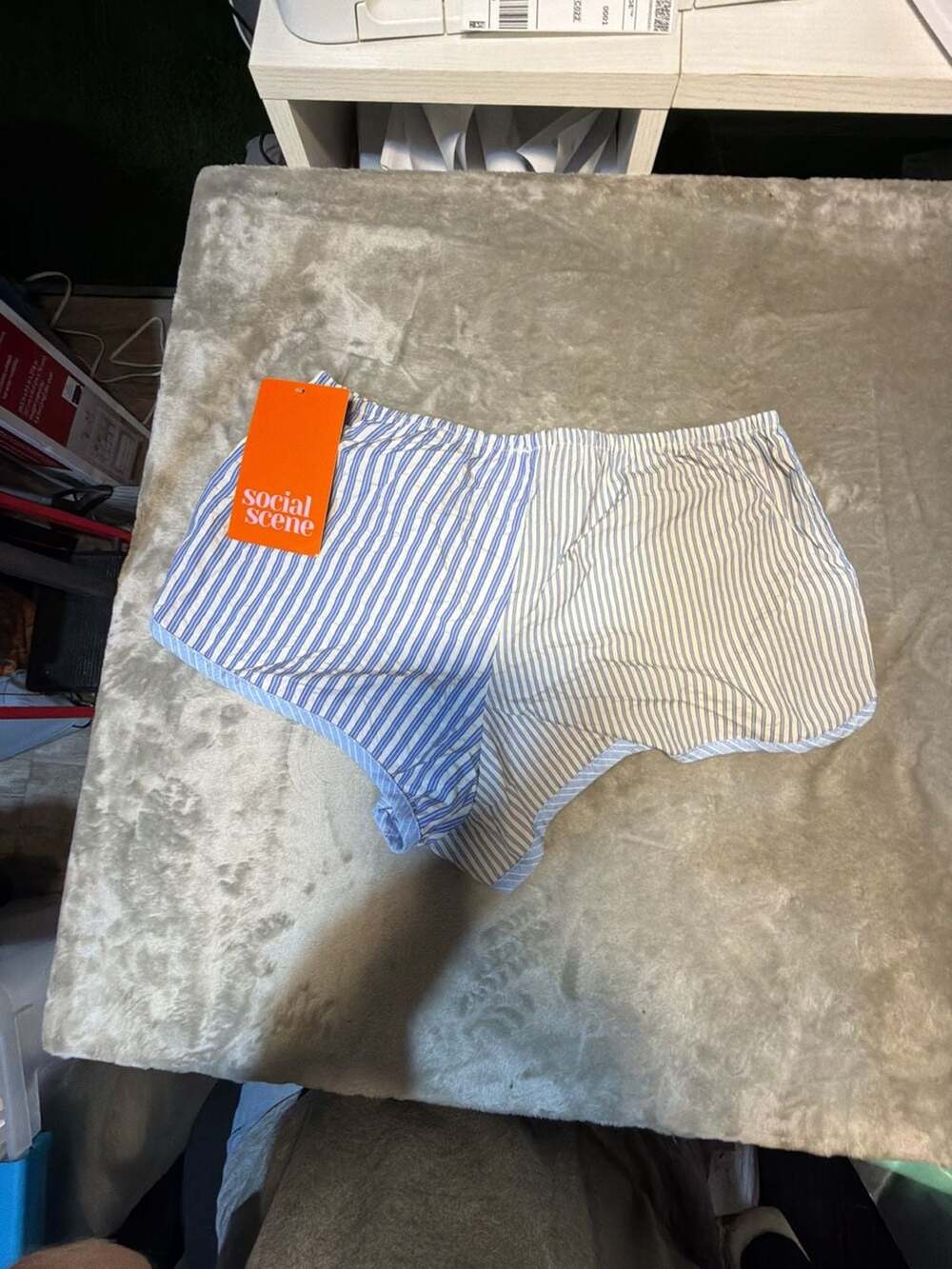 Social Scene Blue And White Striped Boxer Shorts Size L